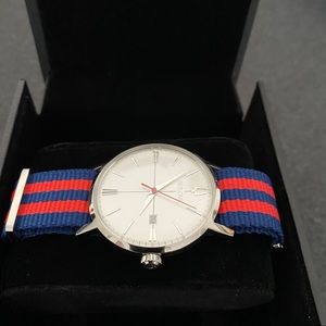 Bulova Silvertone Men’s Red and Blue NATO Nylon